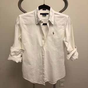 Ralph Lauren Cotton Button Down White Shirt sz 6